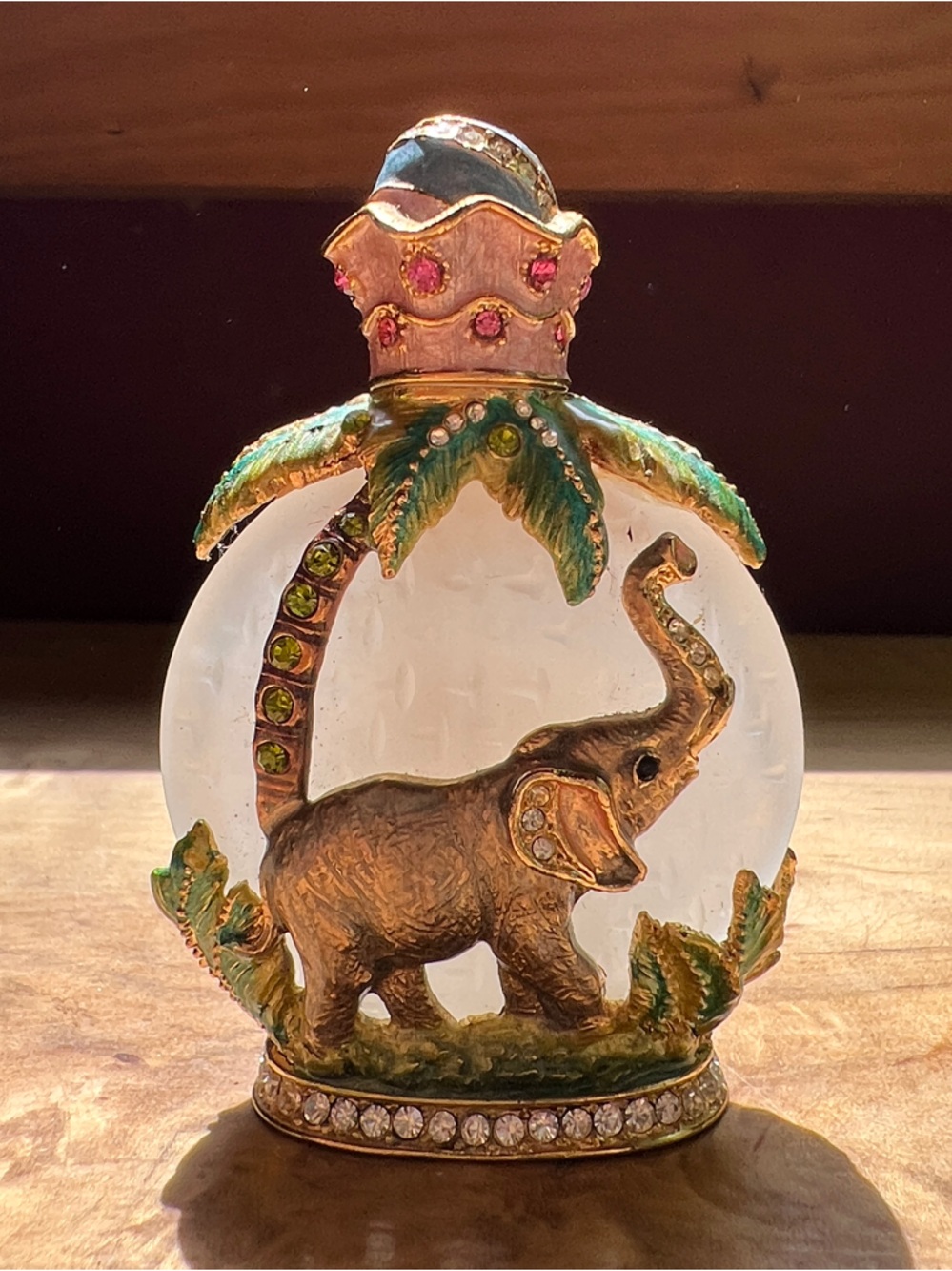 Jeweled Elephant Glass Globe Perfume Dropper